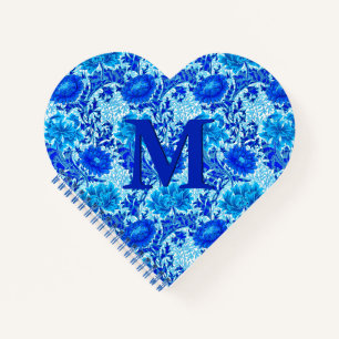 William Morris Chrysanthemums Shades of Denim Blue Notebook