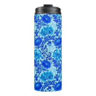 William Morris Chrysanthemums Shades of Denim Blue Thermal Tumbler