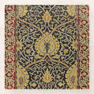 William Morris Classic Carpet Art Print Design Glass Coaster