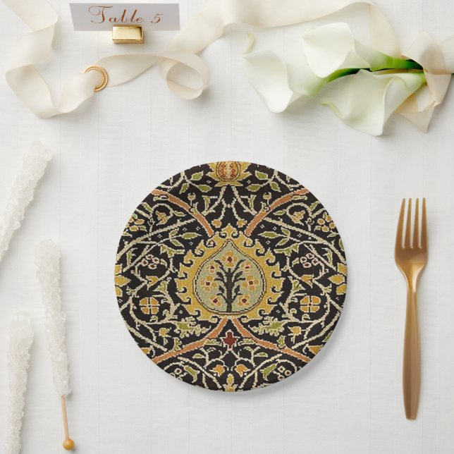William Morris Classic Carpet Art Print Design Paper Plate (Wedding)