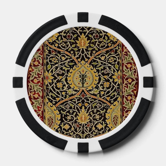 William Morris Classic Carpet Art Print Design Poker Chips (Front)