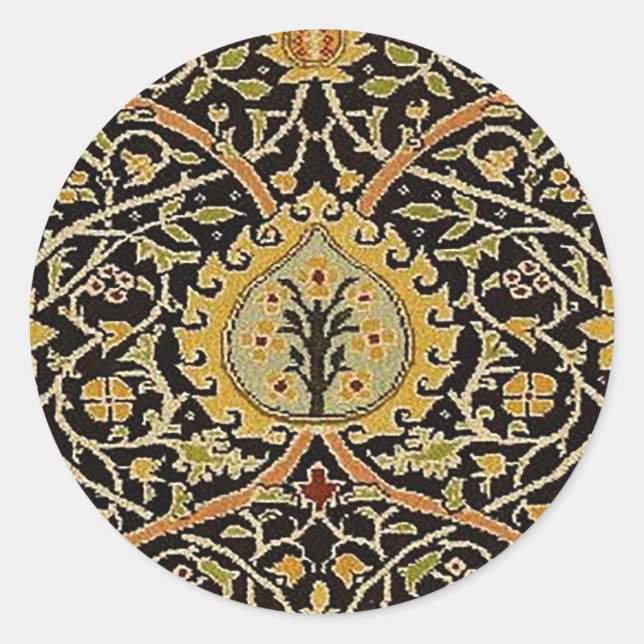 William Morris Classic Carpet Art Print Design Round Sticker (Front)