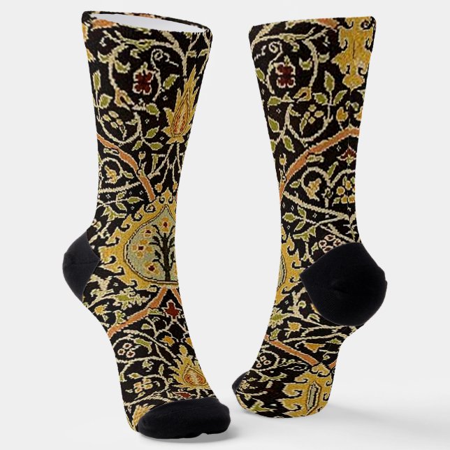 William Morris Classic Carpet Art Print Design Socks (Angled)