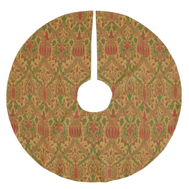 William Morris Classic green Gold Red Tree Skirt (Front)