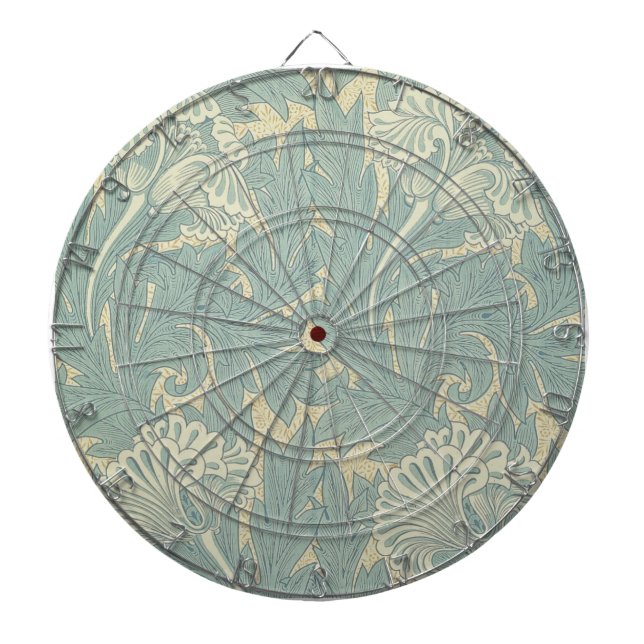 William Morris Classic Tulip Blue Floral Dartboard (Front)