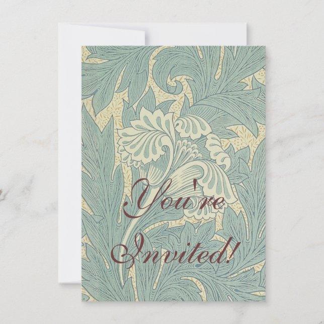 William Morris Classic Tulip Blue Floral Invitation (Front)