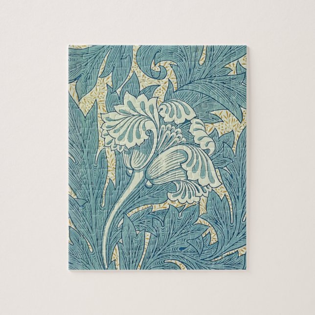 William Morris Classic Tulip Blue Floral Jigsaw Puzzle (Vertical)