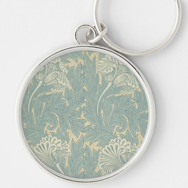 William Morris Classic Tulip Blue Floral Key Ring (Front)