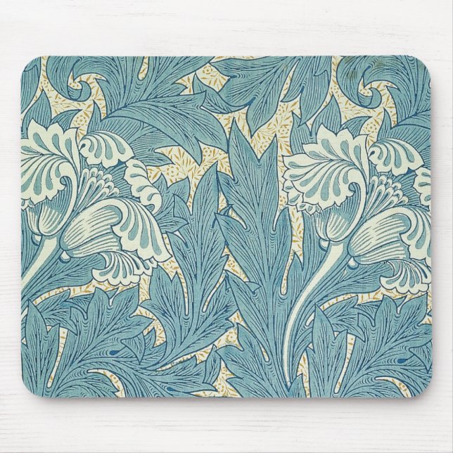 William Morris Classic Tulip Blue Floral Mouse Pad (Front)