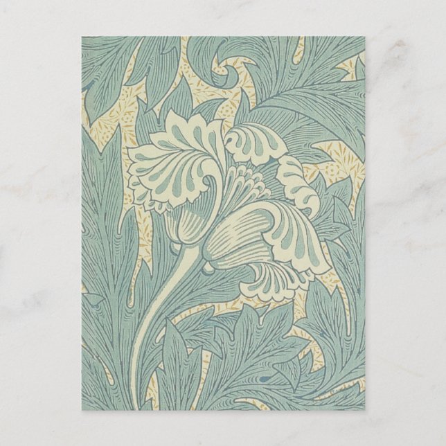 William Morris Classic Tulip Blue Floral Postcard (Front)