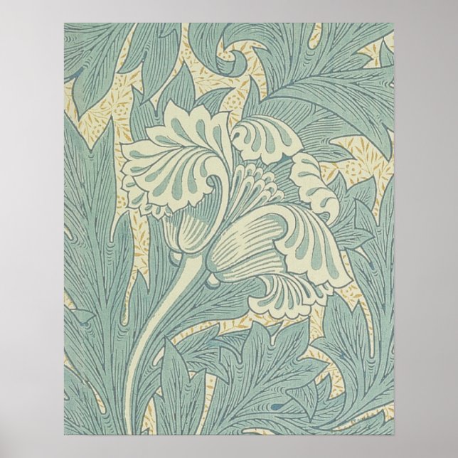William Morris Classic Tulip Blue Floral Poster (Front)