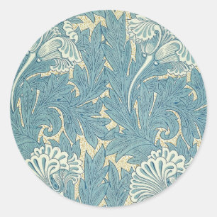 William Morris Classic Tulip Blue Floral Round Sticker