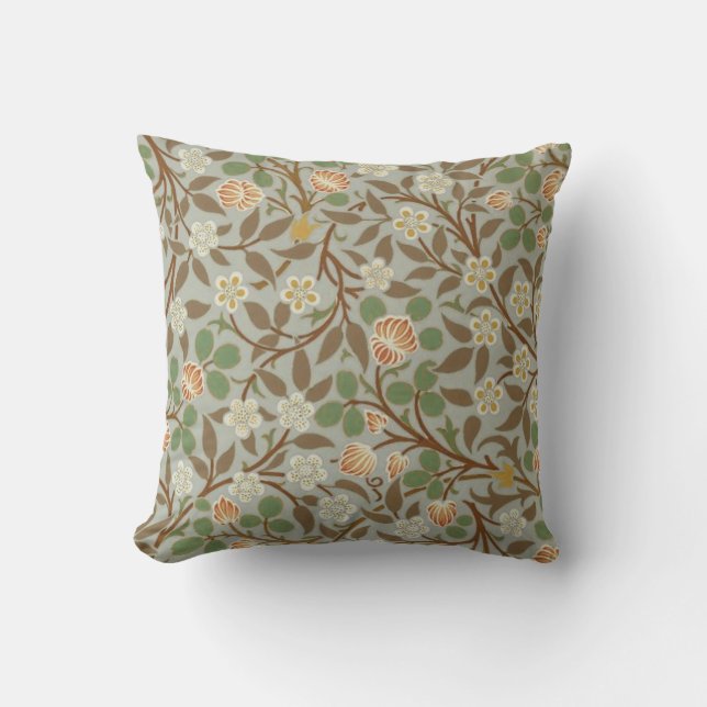 William Morris Clover Botanical Flower Cushion (Front)