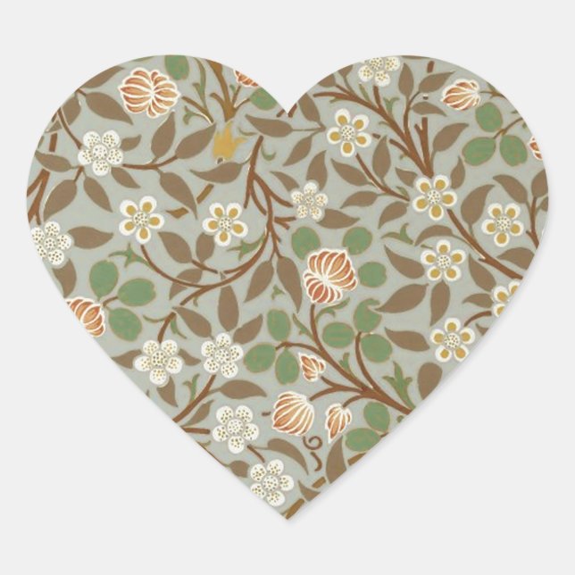 William Morris Clover Botanical Flower Heart Sticker (Front)