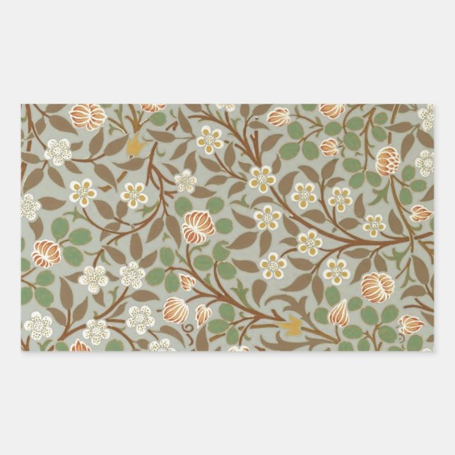William Morris Clover Botanical Flower Rectangular Sticker (Front)
