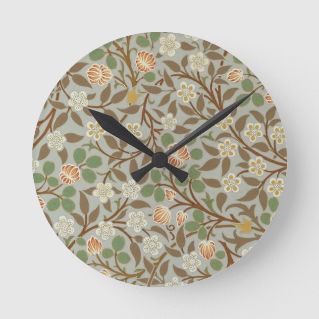 William Morris Clover Botanical Flower Round Clock (Front)
