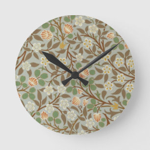 William Morris Clover Botanical Flower Round Clock