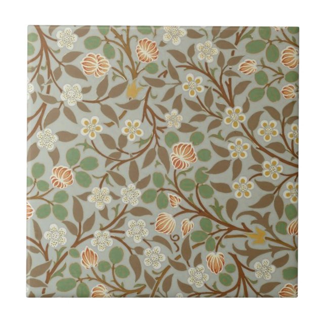 William Morris Clover Botanical Flower Tile (Front)