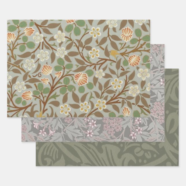 William Morris Clover Botanical Flower Wrapping Paper Sheet (Set)