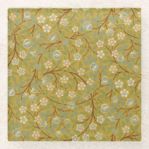 William Morris Clover Vintage Floral Art Glass Coaster