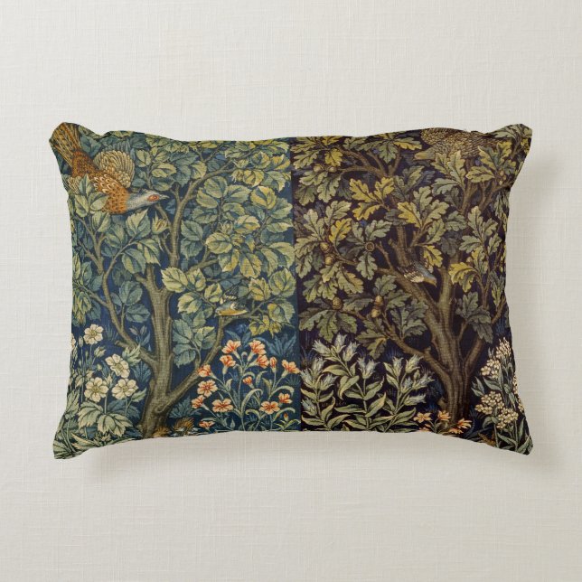 William Morris Cock Pheasant Woodland Bird Tree Decorative Cushion (Front)