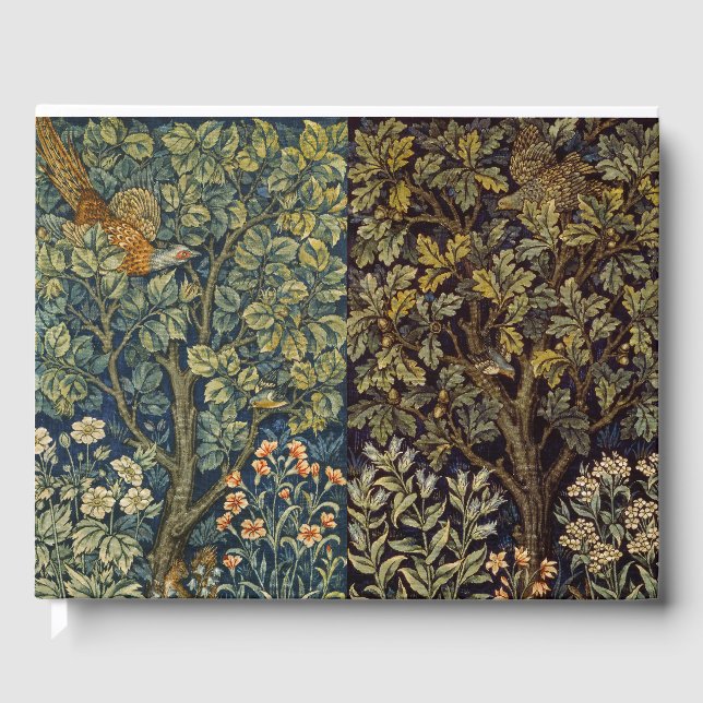 William Morris Cock Pheasant Woodland Bird Tree Guest Book (Front)