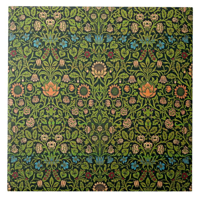 William Morris - Columbine, dark green, Case-Mate Ceramic Tile (Front)