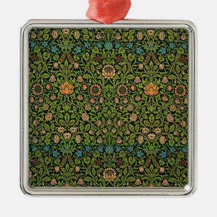 William Morris - Columbine, dark green, Case-Mate Metal Ornament