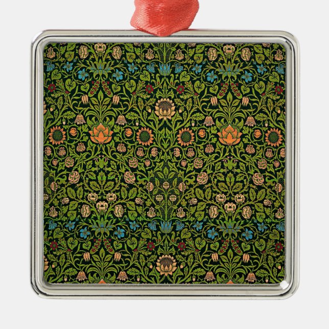 William Morris - Columbine, dark green, Case-Mate Metal Ornament (Front)