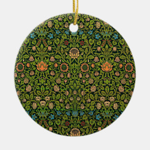 William Morris - Columbine, dark green, Ceramic Ornament