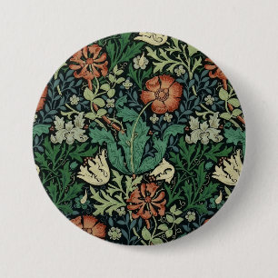 William Morris Compton Floral Art Nouveau Pattern 7.5 Cm Round Badge