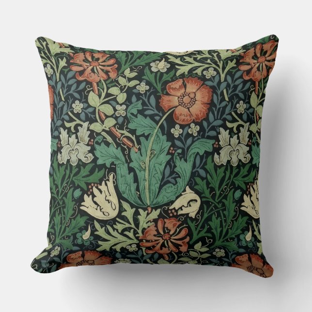 William Morris Compton Floral Art Nouveau Pattern Cushion (Front)