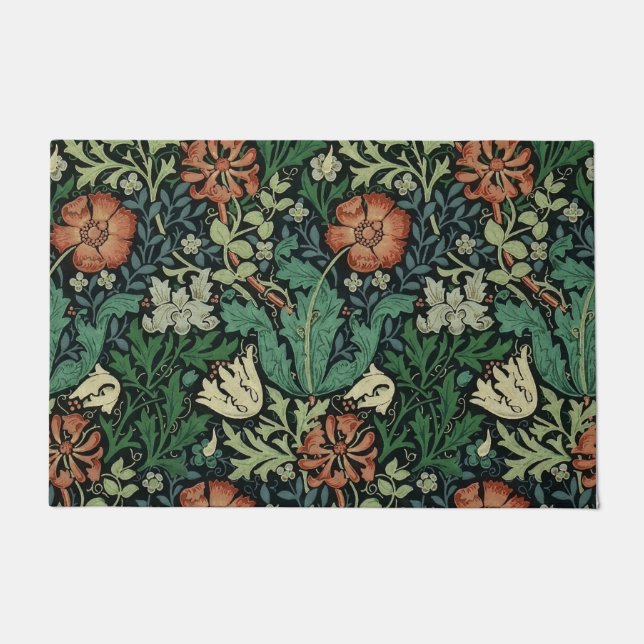 William Morris Compton Floral Art Nouveau Pattern Doormat (Front)