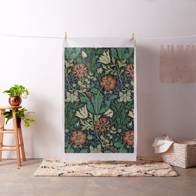 William Morris Compton Floral Art Nouveau Pattern Fabric (In Situ)