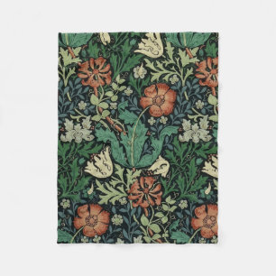 William Morris Compton Floral Art Nouveau Pattern Fleece Blanket