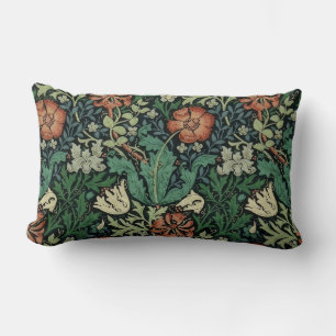 William Morris Compton Floral Art Nouveau Pattern Lumbar Cushion