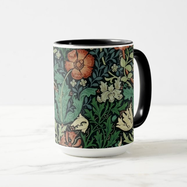 William Morris Compton Floral Art Nouveau Pattern Mug (Front Right)