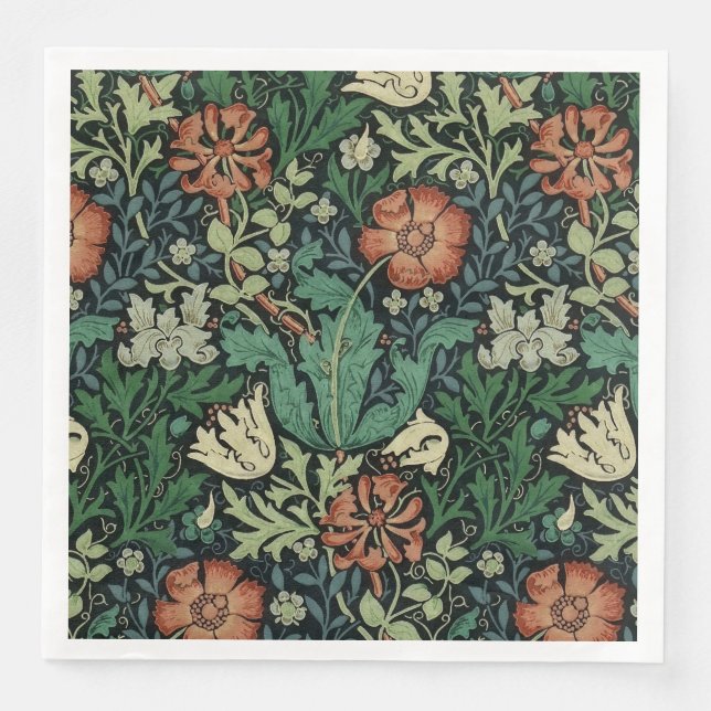 William Morris Compton Floral Art Nouveau Pattern Napkin (Front)