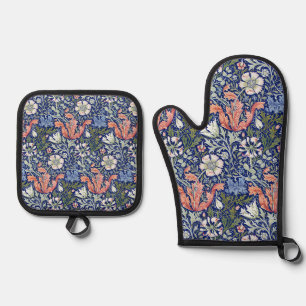 William Morris Compton Floral Art Nouveau Pattern Oven Mitt & Pot Holder Set