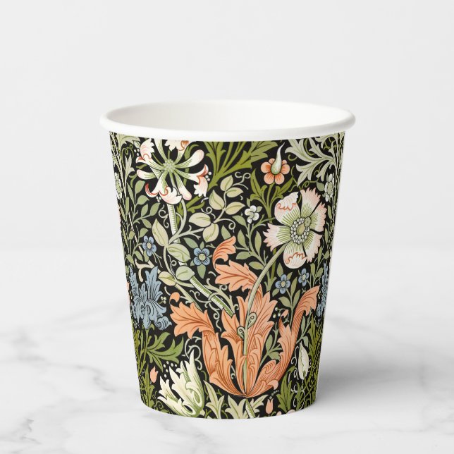 William Morris Compton Floral Art Nouveau Pattern Paper Cups (Back)
