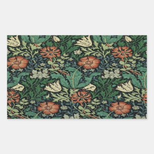 William Morris Compton Floral Art Nouveau Pattern Rectangular Sticker
