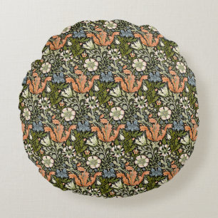 William Morris Compton Floral Art Nouveau Pattern Round Cushion