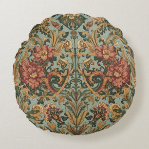 William Morris Compton Floral Art Nouveau Pattern Round Cushion