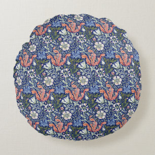 William Morris Compton Floral Art Nouveau Pattern Round Cushion
