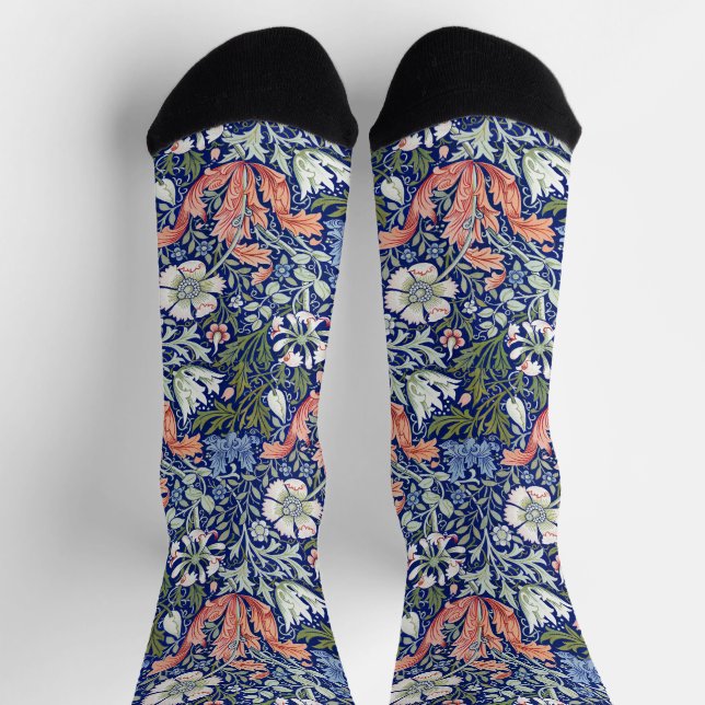 William Morris Compton Floral Art Nouveau Pattern Socks (Top)