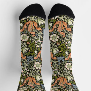 William Morris Compton Floral Art Nouveau Pattern Socks