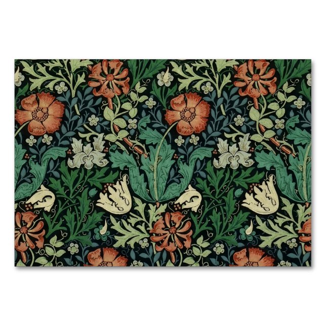 William Morris Compton Floral Art Nouveau Pattern Table Number (Front)