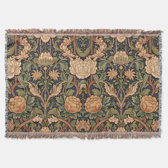 William Morris Compton Floral Art Nouveau Pattern Throw Blanket (Front)