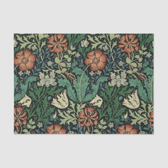 William Morris Compton Floral Art Nouveau Pattern Tissue Paper (Front)