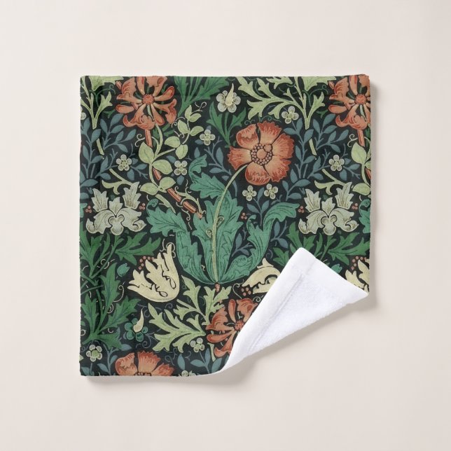 William Morris Compton Floral Art Nouveau Pattern Wash Cloth (Wash Cloth)